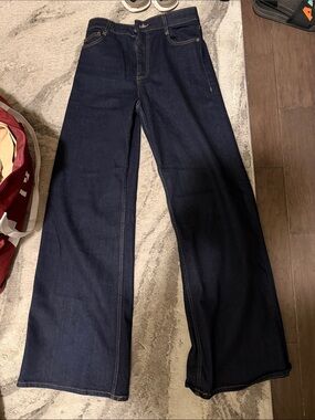 Zara Dark Blue Denim Jeans with Contrast Stitching